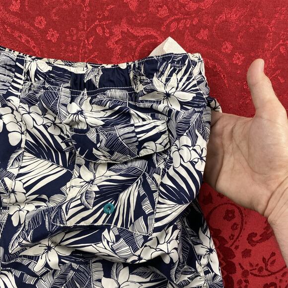 Tommy‎ Bahama Swim Trunks Men Medium Blue Palm Leaf Floral Hawaiian RELAX *Read - Picture 8 of 13